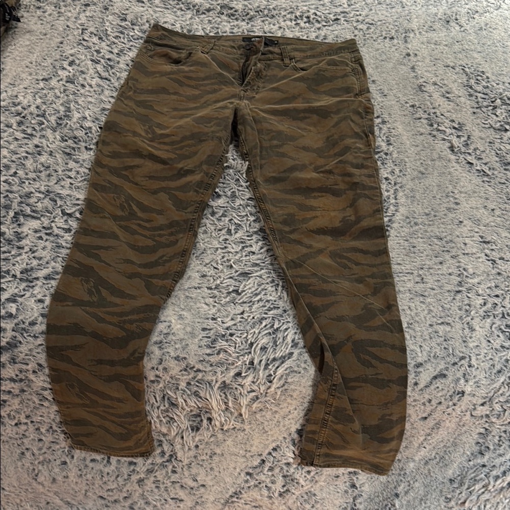 Hudson Jeans Olive Green Tiger-Stripe Skinny Jeans